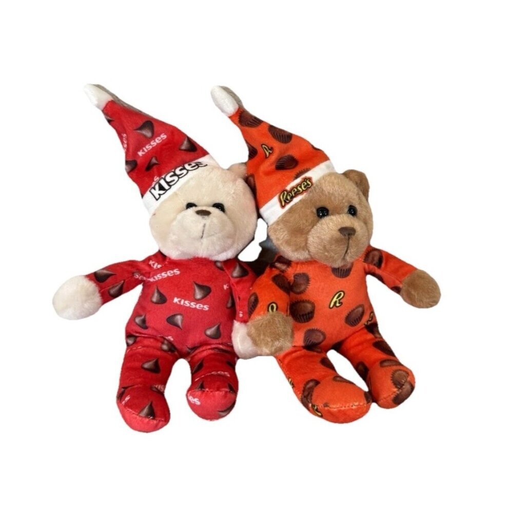 Hershey’s Kisses And Reese’s 10 Inch Red Pajamas Brown Teddy Bears Plush Galerie